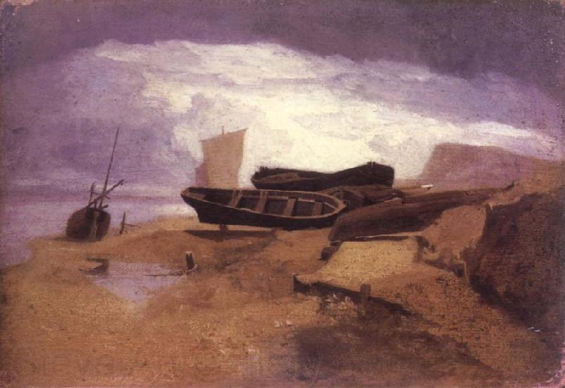 John sell cotman seashore with boats France oil painting art